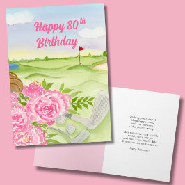 Cartão Feliz Dia de Aniversário de 80 no Curso de Golfe