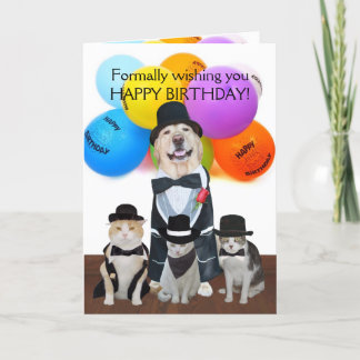 Cartão Feliz Dia de Aniversário dos Animais Formais