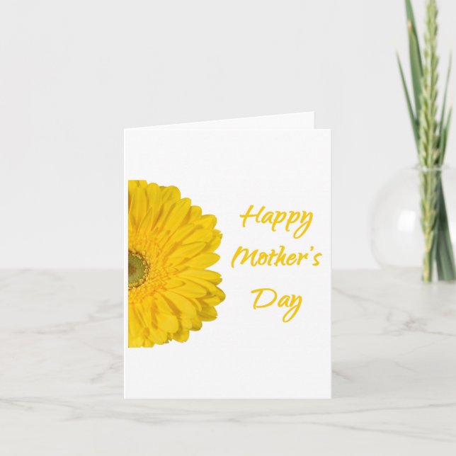 Cartão Feliz Dia de as mães Amarelo Daisy (Frente)