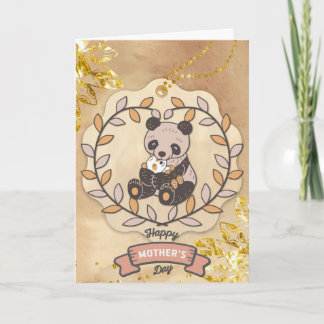 Cartão Feliz Dia de as mães, Belo Urso de Panda