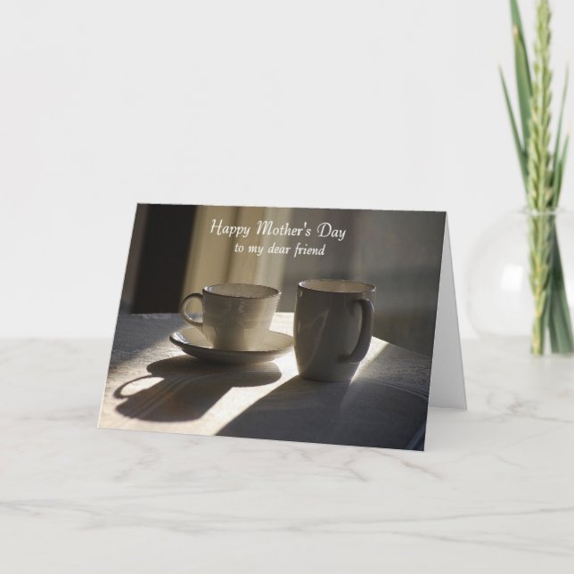Cartão Feliz Dia de as mães, Caro Amigo, Cups (Frente)