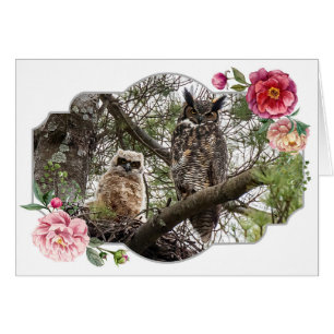 Cartão Feliz Dia de as mães, Corujas