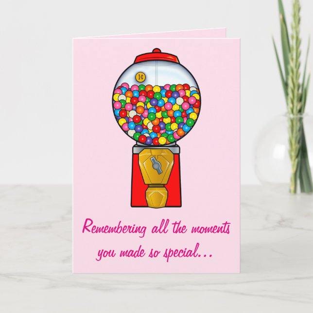 Cartão Feliz Dia de as mães das memórias doces Gum Ball (Frente)