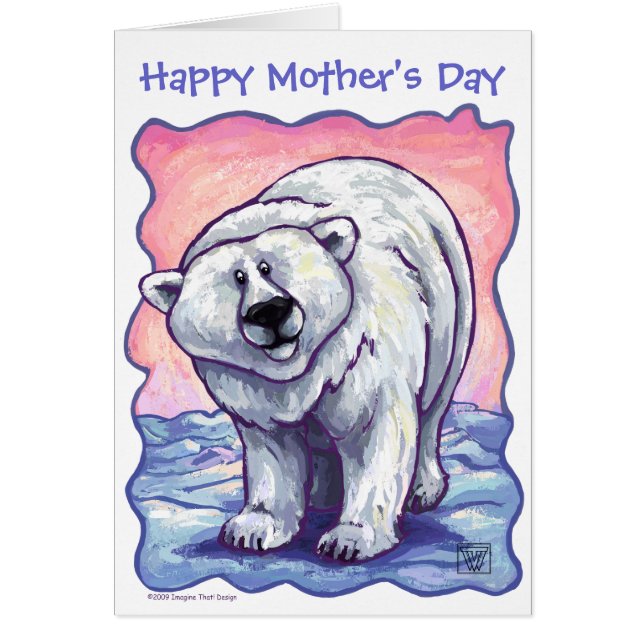 Cartão Feliz dia de as mães de Urso Polar de Parada Anima (Frente)