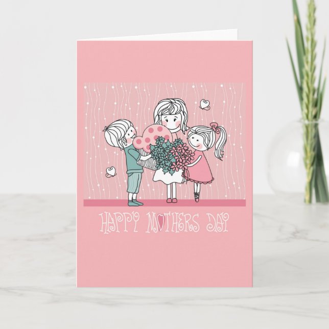 Cartão Feliz Dia de as mães e Crianças (Frente)