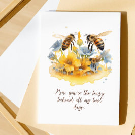 Cartão Feliz dia de as mães Floral de Aquarela de Script 