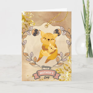 Cartão Feliz Dia de as mães, Gato e Gatinho