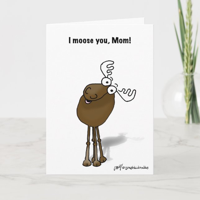 Cartão Feliz Dia de as mães Moose (Frente)