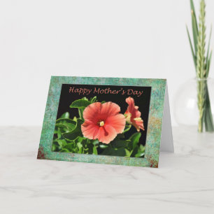 Cartão Feliz Dia de as mães Peach Hibiscus