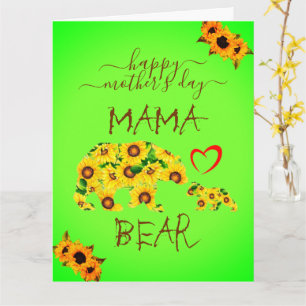 Cartão Feliz dia de as mães personalizado MAMA BEAR Sunfl