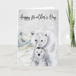 Cartão Feliz Dia de as mães Polar Bear Mama
