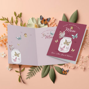 Cartão Feliz Dia de as mães Presente Mãe Borboletas Aquar