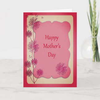 Cartão Feliz Dia de as mães Rosa Trim e Dandelion Seeds