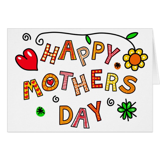 Cartão Feliz dia de as mães simples e divertido (Frente Horizontal)