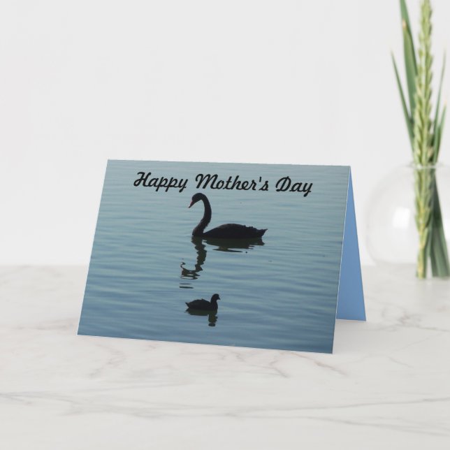 Cartão Feliz Dia de as mães - Swan e bebê (Frente)