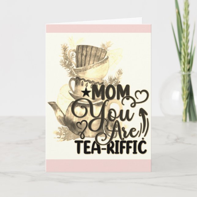 Cartão Feliz dia de as mães Tea Amando Mamãe Engraçado Pu (Frente)