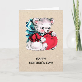 Cartão Feliz Dia de as mães. Urso de Teddy Doce