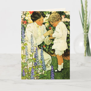 Cartão Feliz Dia de as mães. Vintage Art Personalizado