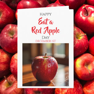 Cartão Feliz Dia de Comer uma Maçã Vermelha! 1º de Dezemb