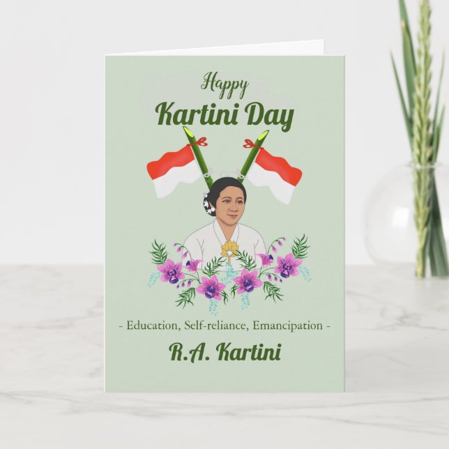 Cartão Feliz Dia de Kartini Mulher indonésia Hero (Frente)