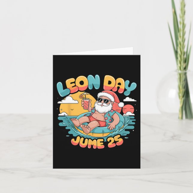 Cartão Feliz Dia de Leon Papai Noel Verão Mais 6 Meses Pa (Frente)