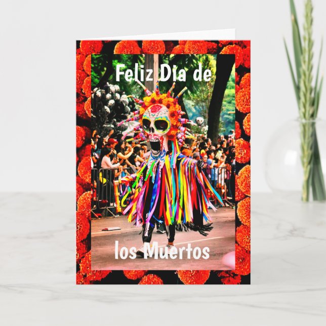Cartão Feliz Dia de los Muertos, placa de saudação de 5"  (Frente)