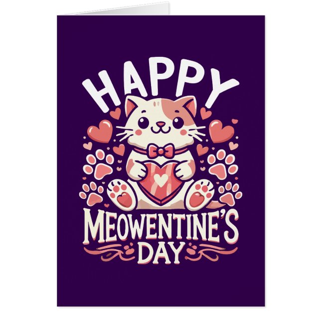 Cartão Feliz Dia de Meowentine - Dia de os namorados de G (Frente)