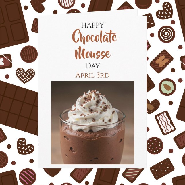 Cartão Feliz Dia de Mousse de Chocolate | 3 de abril | Re (Criador carregado)