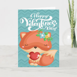 Cartão Feliz dia de os namorados Boho Fox