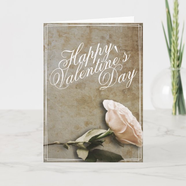Cartão Feliz dia de os namorados com Rosa (Frente)