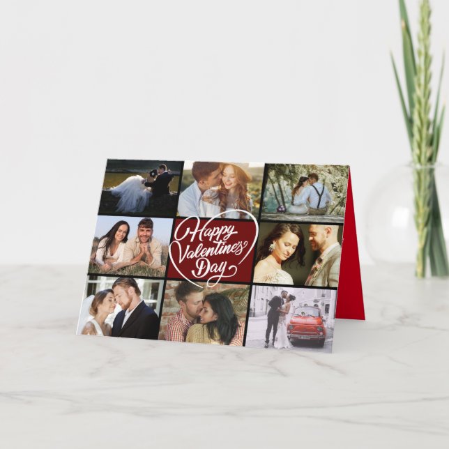 Cartão Feliz dia de os namorados de Colagem de Fotos (Frente)