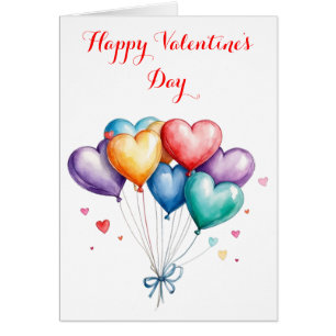 Cartão Feliz dia de os namorados dos Balões do Coração Wh