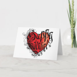 Cartão Feliz dia de os namorados estilo tatuagem coração