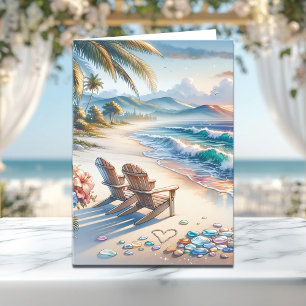 Cartão Feliz dia de os namorados Ondas Oceânicas e Vidr