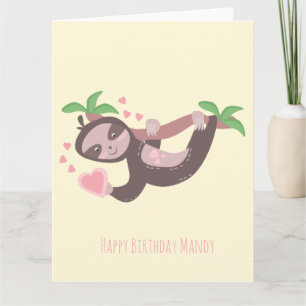 Cartão feliz dia de os namorados Sloth Hearts Aniversári