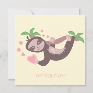 Cartão feliz dia de os namorados Sloth Hearts Aniversári