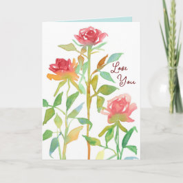 Cartão Feliz dia de os namorados Te Ama Rosa vermelha