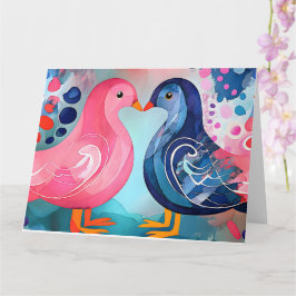 Cartão feliz dia de os namorados "Um Beijo em Penas"