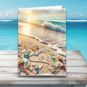 Cartão Feliz dia de os namorados   Vidro do Mar Românico