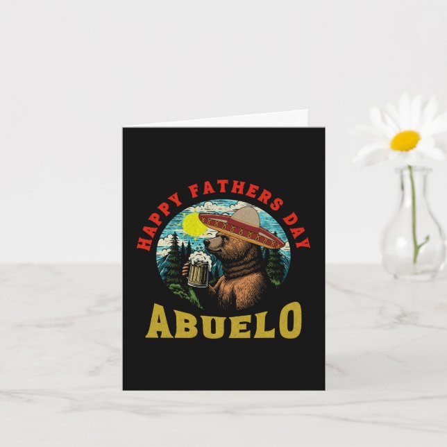 Cartão Feliz Dia de os pais Abuelo Beer Mug Bear Sombrero (Planta pequena)