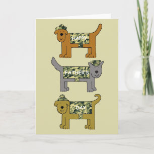 Cartão Feliz Dia de os pais De Cães Em Camuflagem