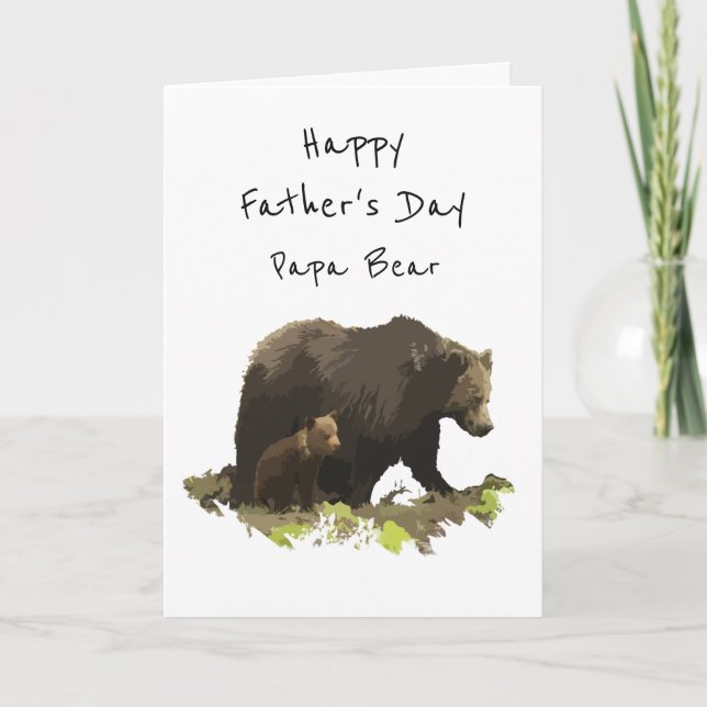 Cartão Feliz Dia de os pais Papa Urso Pai, Padre (Frente)