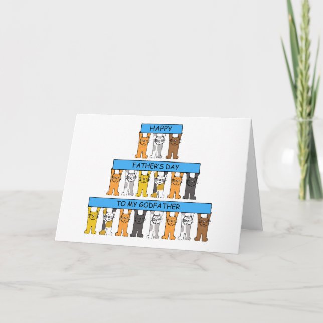 Cartão Feliz Dia de os pais para o Padrinho de Cartoons (Frente)