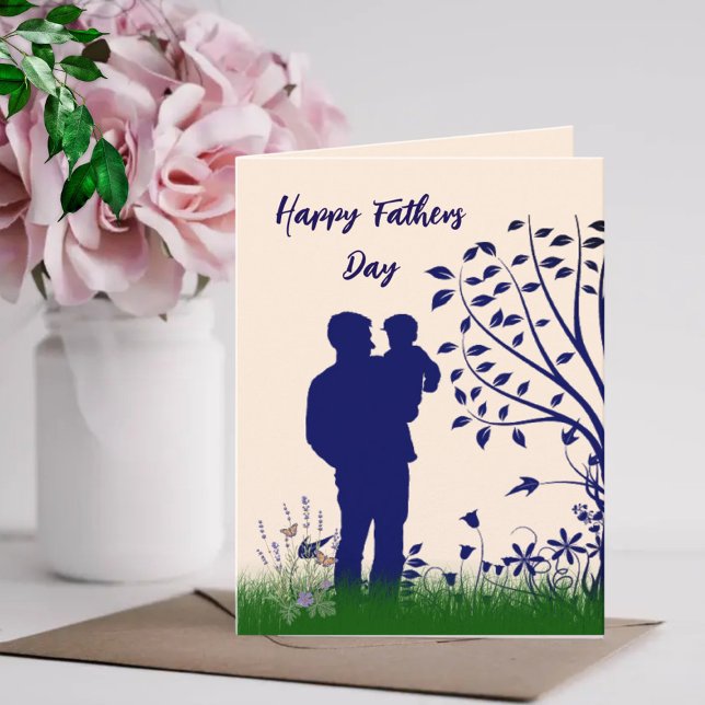 Cartão Feliz Dia de os pais - Silhouette Padre & Child (Criador carregado)