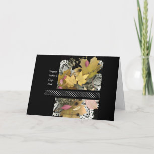 Cartão Feliz Dia de os pais Vintage Folhas Russas