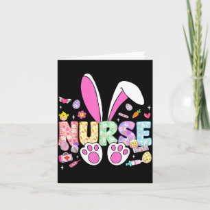 Cartão Feliz Dia de Páscoa Bunny Orelhas Estetoscópio Flo
