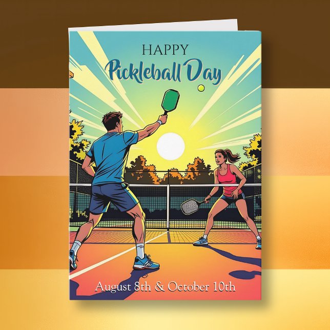 Cartão Feliz Dia de Pickleball! Feriado Diário Divertido (Criador carregado)