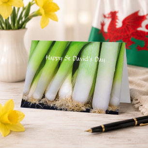Cartão Feliz Dia de São Davi Alhos Poro Personalizados