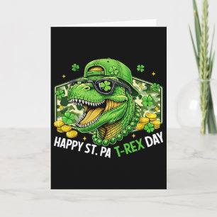 Cartão Feliz Dia de São Pat-rex Dinossauro Camo Dia de Sã