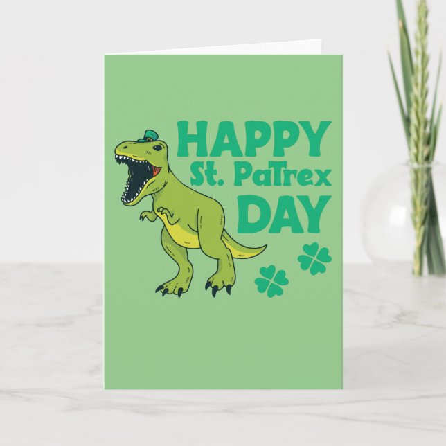 Cartão Feliz Dia de São Patrex Trex Dia de São Patrício C (Frente)